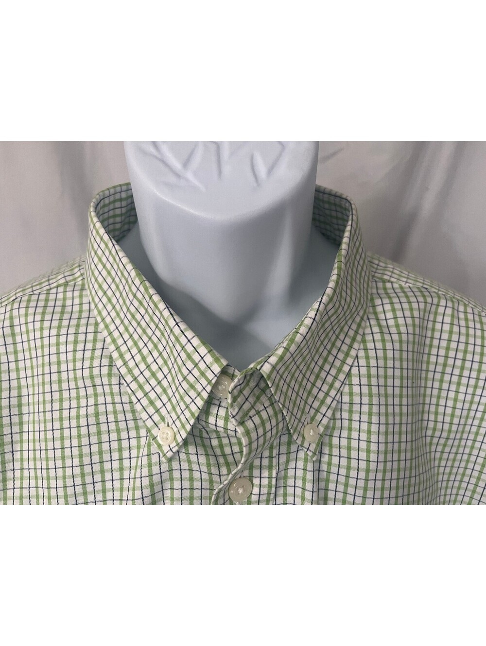 Orvis Men's White Green Blue Checkered Wrinkle Free s/s Shirt XXL 2XL